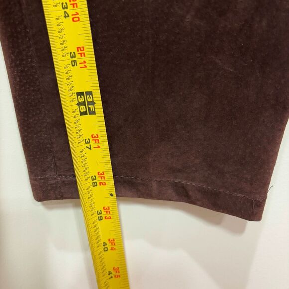 VTG Ann Taylor Chocolate Brown Suede Leather High Rise Pants Womens 2 Old Money - Picture 3 of 12